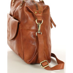 11A. Praktische Bowlingtasche Schultertasche für Damen im Schwarz & Braun aus echtem italienischen Leder